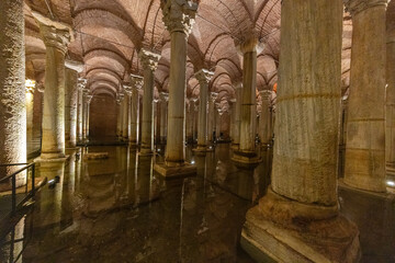 Turkey;Istanbul;2024 March 21; The Basilica Cistern - underground water reservoir build by Emperor...