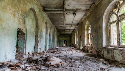 internal ruins interior of an abandoned building