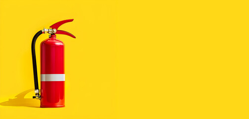 fire extinguisher on a solid yellow background