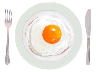 目玉焼き（皿、カトラリー付き）半熟