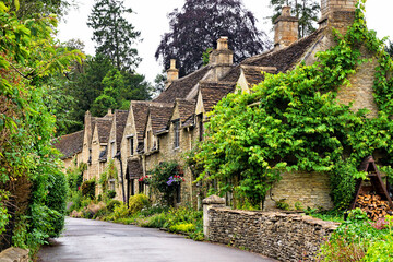 Beautiful stone houses of the Cotswolds village of Castle Combe, Wiltshire, England