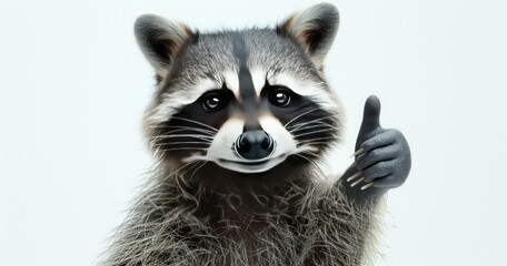 Cartoon Raccoon Positive Gesture
