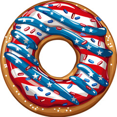 4th of july donut, 2d flat vector graphic