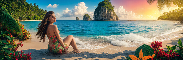 Seashore Serenity: Beautiful Girl Finds Peace on the Mystical Beach