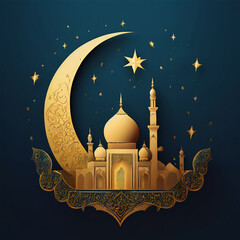 A poster for the month of ramadan greeting card eid mubarak