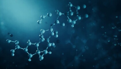 Fototapeta na wymiar molecule in blank blue wide background