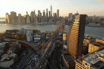New York City skyline. Buildings of New York. New York Buildings. Skyline of NYC. Manhattan bridge...