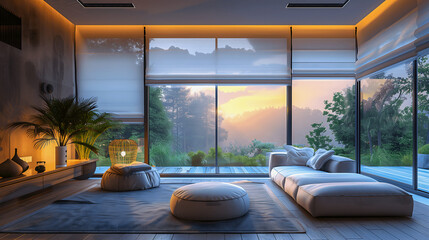 Modern Smart Home Living Room with Advanced Technology Integration