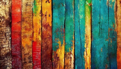 many coloured background of old wood plank