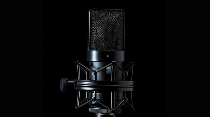 professional studio microphone on stand against black background digital painting