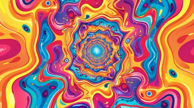 psychedelic kaleidoscope with swirling colors and patterns trippy abstract illustration