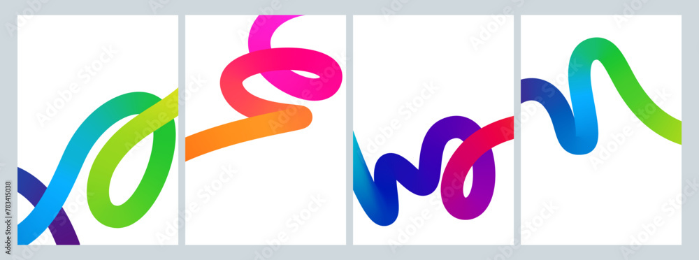 Poster Abstract Holi Banners with Gradient Colored Curve Shape. Vector Posters with Waves.