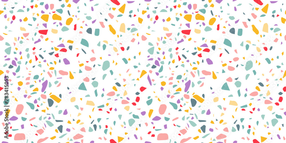 Poster template terrazzo seamless pattern. colorful venetian terrazzo imitation. realistic stone texture wi