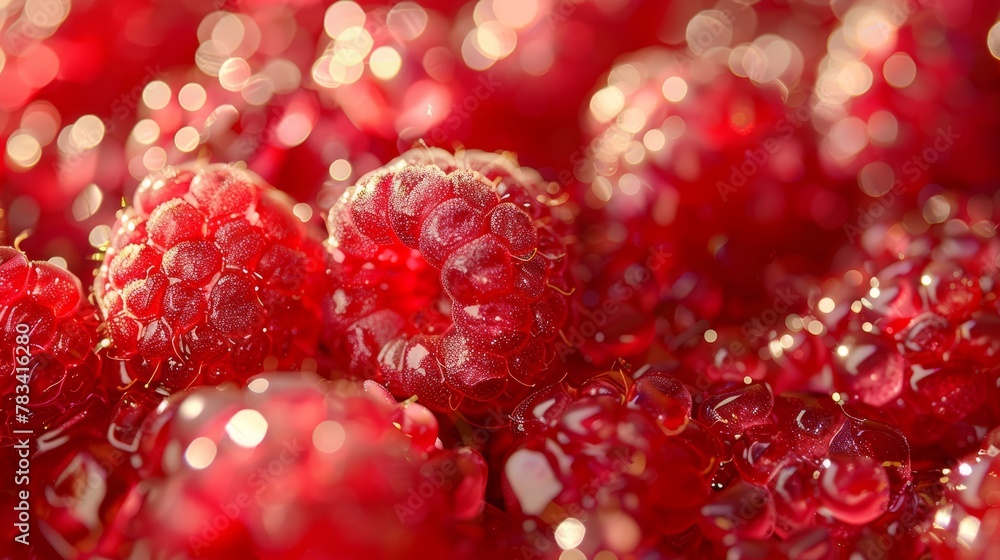 Poster   A stack of raspberries atop another stack on a table