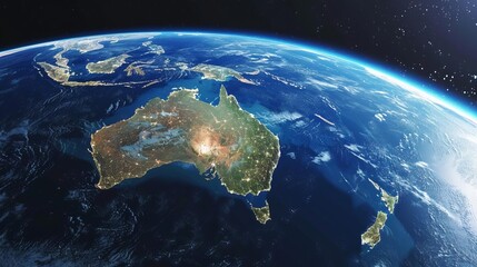 satellite view of earth focused on australia and oceania region 3d rendering - obrazy, fototapety, plakaty