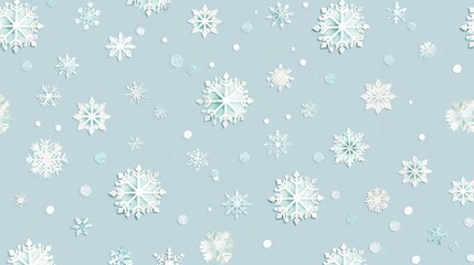 seamless pattern with delicate snowflakes on pale blue background winter holiday decoration