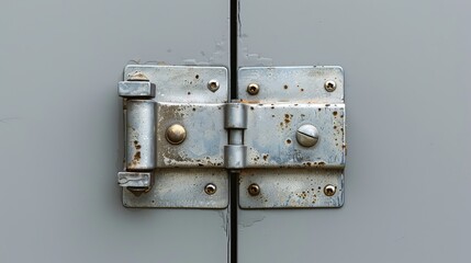 We take door hinges for granted, but they are a need for living in our homes. This image shows a silver door hinge and a metal door hinge isolated on a grey background.