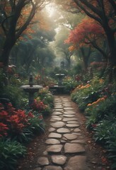 Garden with stone path