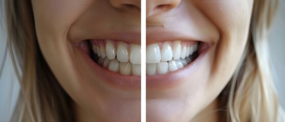 Smile Transformation: Pre and Post Teeth Whitening. Concept Dental Care, Cosmetic Procedures, Oral Health, Bright Smiles, Teeth Whitening