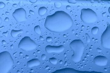 Raindrops on the window. Blue tone 3