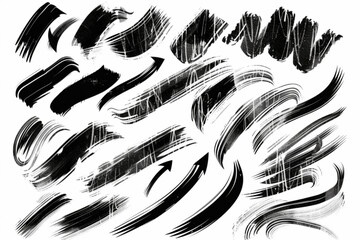 Charcoal scribble stripes, emphasis arrows, handdrawn numbers. Chalk crayon or marker doodle rouge handdrawn scratches. Vector illustration of lines, waves, squiggles in marker sketch style vector ico - obrazy, fototapety, plakaty