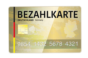 Bezahlkarte für Flüchtlinge, Asylbewerber, Geflüchtete in Deutschland,
Vektor Illustration isoliert auf weißem Hintergrund

