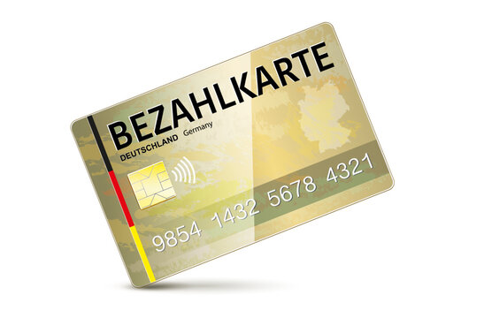 Bezahlkarte f&uuml;r Fl&uuml;chtlinge, Asylbewerber, Gefl&uuml;chtete in Deutschland
Vektor Illustration isoliert auf wei&szlig;em Hintergrund
