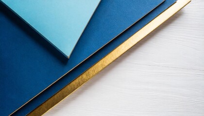 white background with blue and gold geometric corner border for business or presentation
