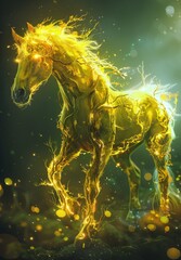 Obraz na płótnie Canvas Mystical Fire Horse in a Magical Forest