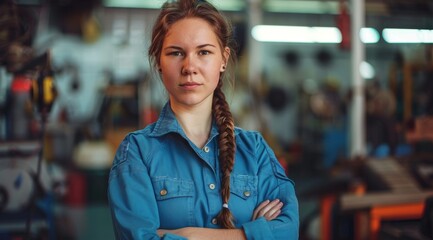 Confident Female Mechanic in Workshop
