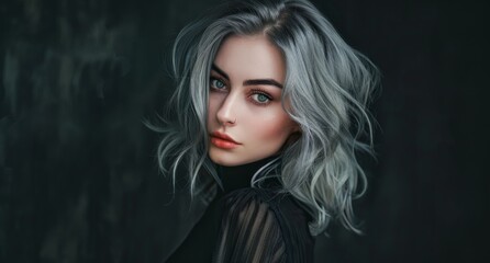 Stunning Portrait of a Young Woman with Silver Hair