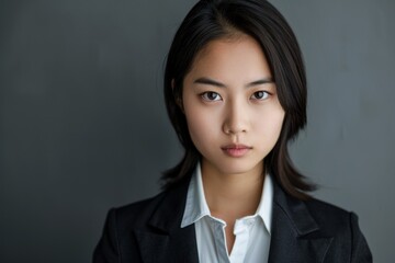 Confident young professional woman in a business suit
