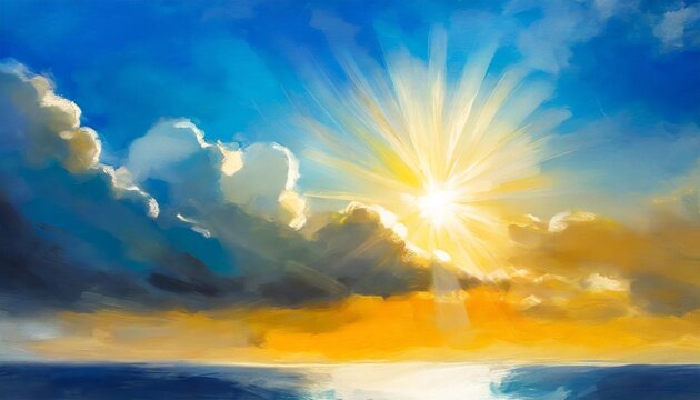 sky sun and clouds digital painting hand painted by vita