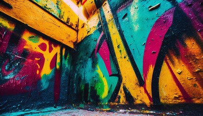 Naklejka premium generative ai abstract painted colorful background graffiti street art style
