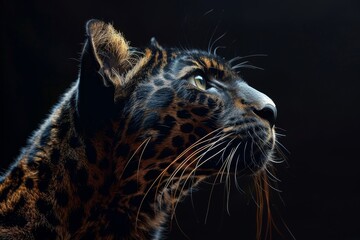 Majestic Leopard in Profile Against a Dark Background