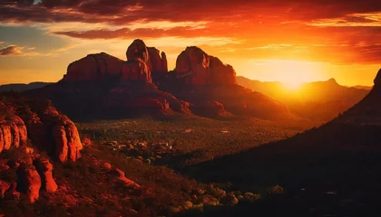 Deurstickers Arizona sedona arizona with red and orange sunset