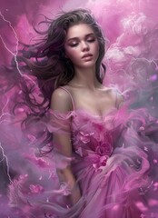 Ethereal Woman in a Dreamlike Fantasy Setting