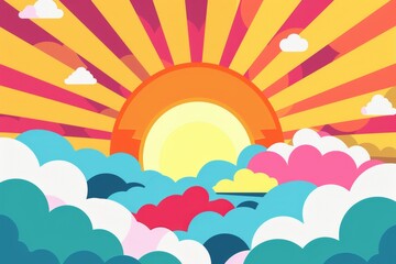 Colorful Abstract Sunrise Over Clouds