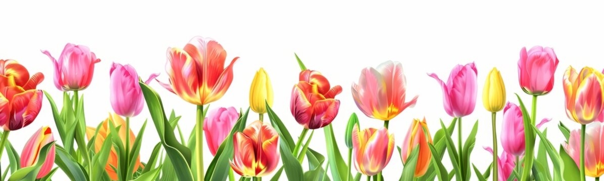 Colorful Tulips on a Bright Background