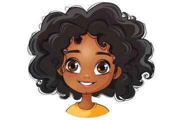 Cheerful young girl with curly hair smiling