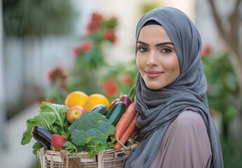 Healthy Lifestyle Choices: Young Woman with Fresh Produce