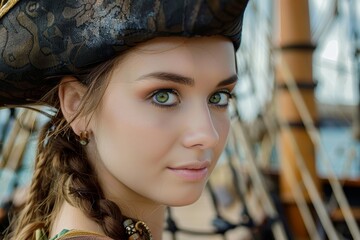 Portrait of a Young Woman in Pirate Costume