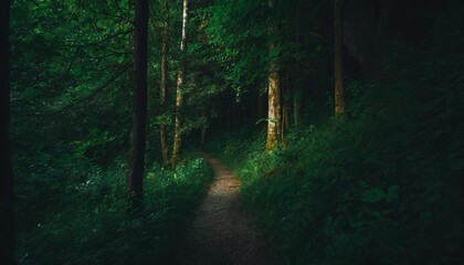 path in green summer forest