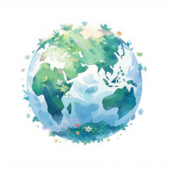 A blue and green eco Earth globe, logo for environmental world protection, illustration for ecological conservation, Save the Planet, Earth Day concept - 783424223