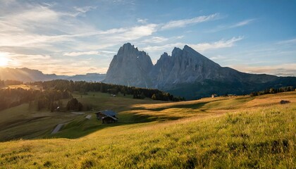 alpe di siusi seiser alm in the dolomites in italy during sunset - Powered by Adobe