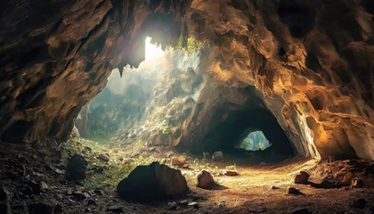 Tuinposter a cave in the ground with a cave in it and a cave in the ground with a cave in it and a cave in the ground with a cave in it and a cave in it © Aedan