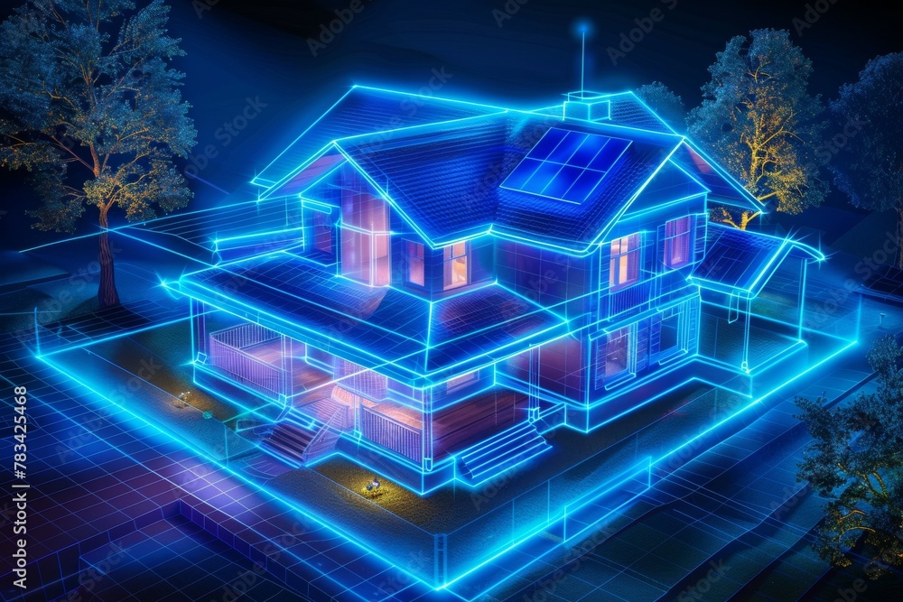 Poster smart house concept. background with selective focus and copy space