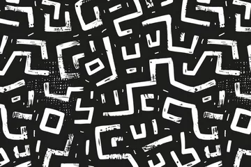 Deurstickers A black and white painting of a pattern of squares and rectangles © top images