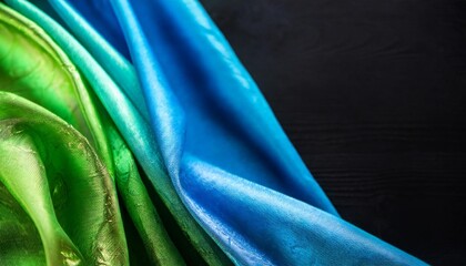 colorful fabric backgrounds silk fabric texture luxurious background green and blue iridescent...