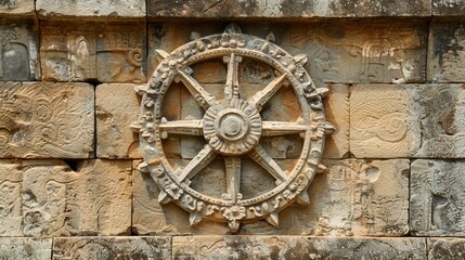 Fototapeta na wymiar Eight-Spoked Dharma Wheel: Symbol of the Eightfold Path